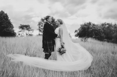 Bride and groom at Brocket Hall